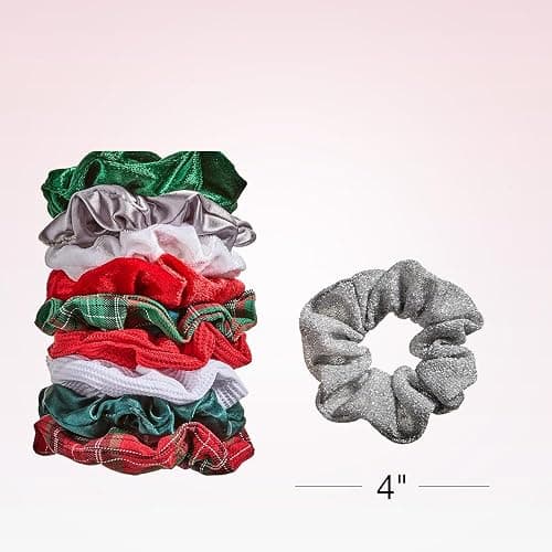 Scunci by Conair 10pk Scrunchie Gift Box - hair ties -holiday gifts - teen girl gifts - hair elastics - hair accessories for girls and women - stocking stuffers - gifts for her - Assorted Colors thumbnail 5