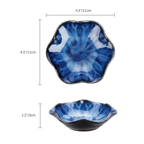 Lotus Leaf Shape Decorative Ring Tray, Small Key Bowl, Ceramic Trinket Tray Jewelry Dish Organizing Necklace Earrings, Home Decoration for Mom Best Friend Sister, Blue. thumbnail 3