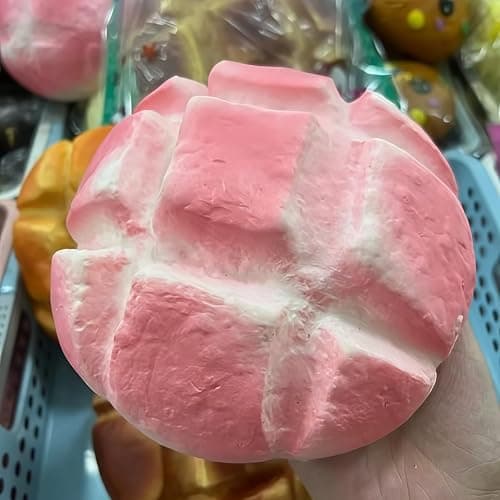 7 Inch Jumbo Bread Squishy, Slow Rising Squishy Toys - Stress Relief Squeeze Toys for Adults, Sticky Food Squishies, Foam Sensory Fidget Toy for Desk (Pink) thumbnail 2