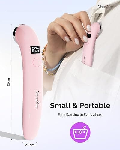 MelodySusie Ergonomic Handheld Cordless UV Nail Lamp with LCD Display & 2 Timers, P-Art01A Rechargeable Mini UV LED Light Flash Cures All Soft Gels, Especially Rhinestone Glue & Liner Gel Pink thumbnail 7