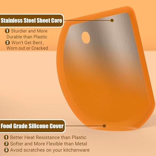 Sapid Flexible Curved Edge Silicone Bowl Scraper(5.98"×4.3"), Food Grade Dough Scraper for Baking Sourdough Bread, Cake, Bench Scrapers, Multipurpose Kitchen Dish Scrapers, Easy to Clean (1, Orange) thumbnail 3