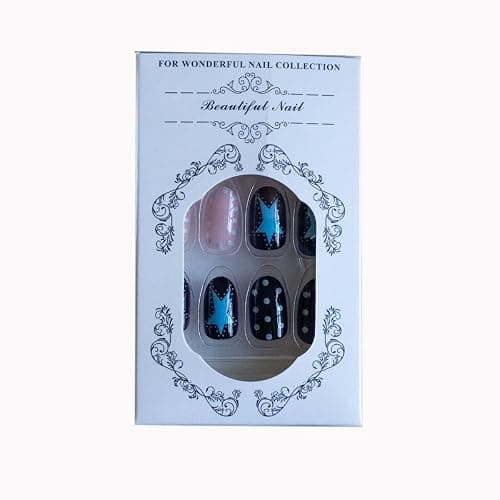 24Pcs French Tip Press on Nails Short Almond Polka Dot Fake Nails Press ons Nail Tips, ZWENJIE Stick on Nails Colorful Acrylic Nails Kit False Nails Plaid Design Nail Art for Women Manicure thumbnail 2