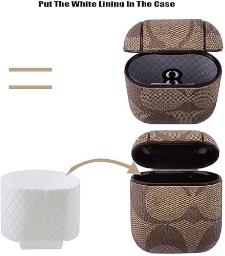 SMAIGE Design for Airpods 1&2 Case,Luxury Stylish PU Leather Airpods Case with Carabiner Anti-Slip Scratch Resistant Drop Proof Full Cover for Airpods Accessories Gifts for Women Girls thumbnail 4