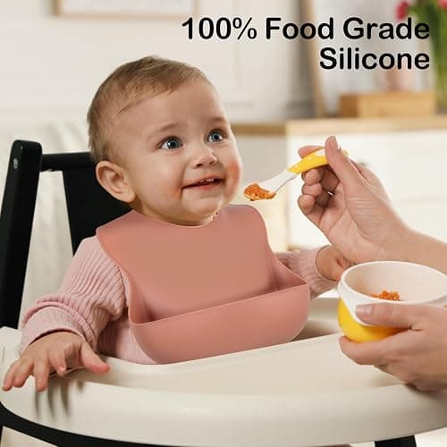 Eascrozn Silicone Bibs for Babies Toddler Set of 3, BPA Free | Soft Adjustable Waterproof Bibs for Feeding Essentials thumbnail 3