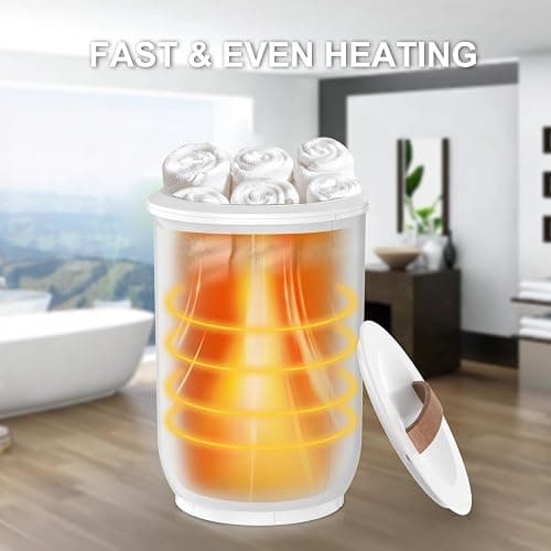 FLYHIT Large Towel Warmer for Bathroom - Heated Towel Warmers Bucket, Wood Handle, Auto Shut Off, Fits Up to Two 40"X70" Oversized Towels, Bathrobes, Blankets, Best Ideal for Mother's Gifts thumbnail 6