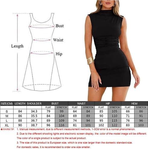 Sukiglam Robe Courte Femme Sexy sans Manches Col Haut Robes Moulante Chic et Élégante Wrap Mini Robe de Soiree Ete Tenues Décontractée Bodycon Robes Fourreau de Clubbing Cocktail Fête thumbnail 7