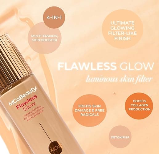 MCoBeauty - Flawless Glow Luminous Skin Filter - 3 Light Shade - 4-in-1 Multi-Use Formula that Contains Squalane - Includes Doe Foot Applicator - Liquid Illuminator thumbnail 5