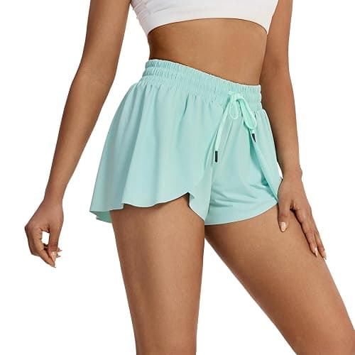 Flowy Running Shorts for Women Workout Athletic Gym Yoga Butterfly Skirt with Pockets Spandex Cute Clothes Summer thumbnail 3
