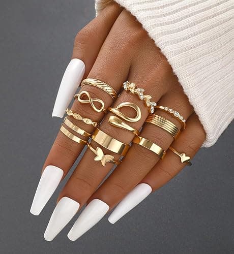 iF YOU 25 Pcs Gold Knuckle Ring Set for Women, Chunky Stackable Finger Midi Rings, Silver Simple Stacking Cute Rings Pack Trendy Stuff Jewelry Gift thumbnail 7