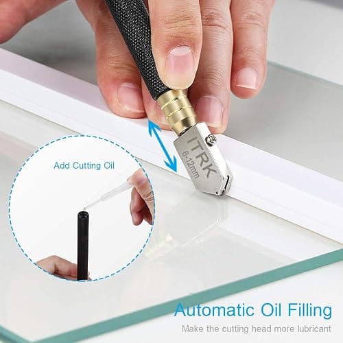 Glass Cutter 2mm-20mm, Upgrade Glass Cutter Tool, Pencil Style Oil Feed Carbide Tip for Glass Cutting/Tiles/Mirror/Mosaic. thumbnail 3