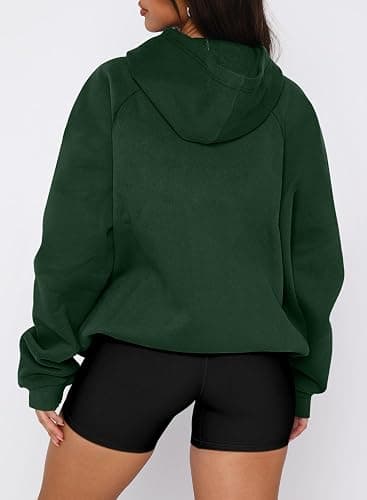 onlypuff Women Half Zipper Pullover Sweatshirt Long Sleeve Hoodies Kangaroo Pocket Fleece Basic Sweater thumbnail 3