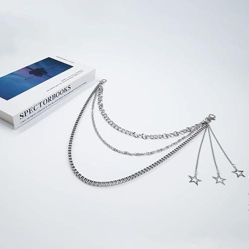 Pejnl Pants Chain Metal Star 3 Layer Punk Goth Hip Hop Wallet Chain – Pants Accessories for Women & Men thumbnail 5