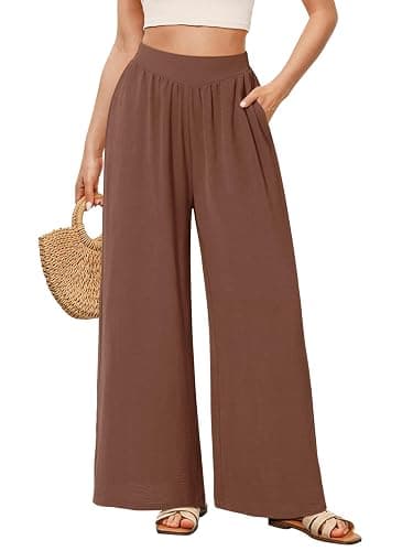 NIMIN Palazzo Pants for Women Wide Leg High Waisted Slack 2026 Summer Flowy Beach Casual Clothes with Pockets - Image 1