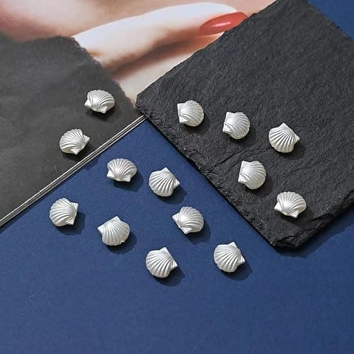 100PCS Pearl Shell Beads for Jewelry Making,Cute White Aesthetic Beads with Holes,Bulk Mermaid Accessories Women DIY Hair Clip Bracelet Resin Charms for Crafts 12mm thumbnail 6