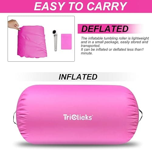 KIASTER Air Roller Inflatable Tumbling Gymnastics Mat Air Roll Barrel Tumble Track Back handspring Mat for Gymnastics Yoga Training Cheerleading Home Use thumbnail 3