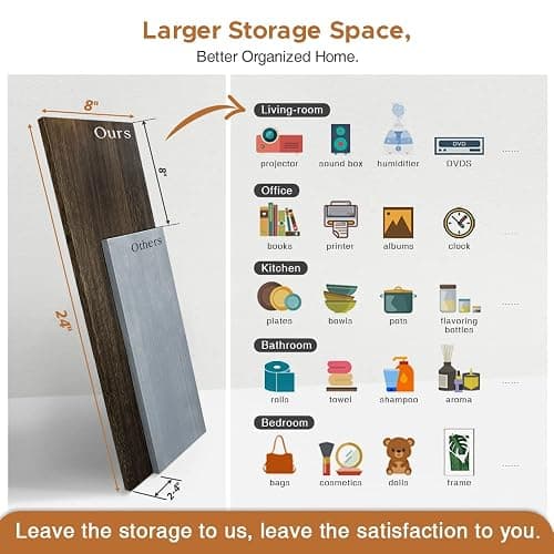 Forbena 24 Inch Long Floating Shelves for Wall Set of 3, Wooden Wall Bookshelf for Bedroom, Large Rustic Wood Hanging Book Shelves for Living Room Plants Kitchen Office Closet Storage (Dark Brown) thumbnail 3