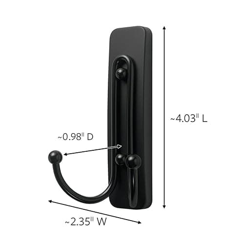 Command Large Matte Black Double Hooks, 2 Hooks and 2 Strips, Damage Free Hanging Wall Hooks with Adhesive Strips, No Tools Coat Hooks for Hanging Home Decor, Holds up to 4 lb thumbnail 2