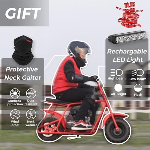 FRP Mini Dirt Bike GMB100, 99 CC Gas Powered Mini Bike 4 Stroke 3HP, Off Road for Kids and Adult, Trail Bike Up to 28 Mph, Weight Support Up to 220 LBS (RED) thumbnail 2