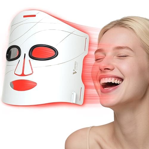 VYM Red Light Therapy for Face: Super Lightweight 292 LEDs High-Energy Red Light Therapy Mask Infrared LED Face Mask Light Therapy at Home Travel 2mm Thickness - White - Image 1