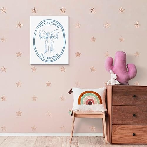 SZERE Coquette Blue Bow Christian Framed Wall Art Poster, Coquette Preppy Room Decor, God Is Good Bible Verse Canvas Prints Artwork Wall Decor for Girls Dorm Room Apartment, 11x14 Inch thumbnail 2