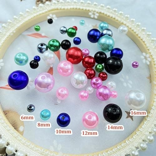 Pinhoollgo 300pcs Pearl Beads 8mm Round Pearl Beads with Hole for DIY Bracelet Necklace Jewelry Making Supplies Handmade Craft(Purple) thumbnail 3