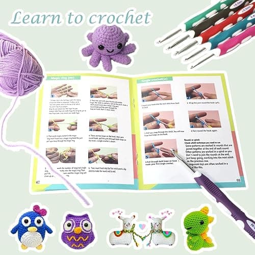 Knitiss Crochet Kits with Case, Beginner Crochet Set Includes 15 Yarn Skeins & 12 Ergonomic Crochet Hooks thumbnail 6