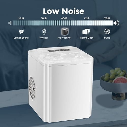 DUMOS Countertop Ice Maker, Portable 1.5L Ice Machine with Self-Cleaning, 26.5lbs/24H Fast Ice Making, 9 Bullet Ice Cubes in 6 Mins, 2 Size Options, Quiet Compact Ice Maker, White thumbnail 7