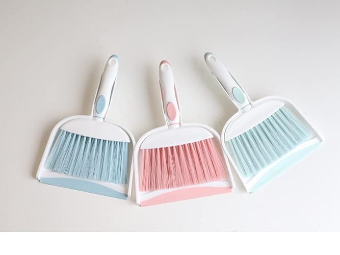 BSMstone Mini Broom and Dustpan Set-Mini Whisk Set for Desk, Housekeeping, Office, Kitchen, Pet Nest, etc.,Daily Cleaning Necessity Plastic Mini Dustpan Set (Light Blue) thumbnail 5