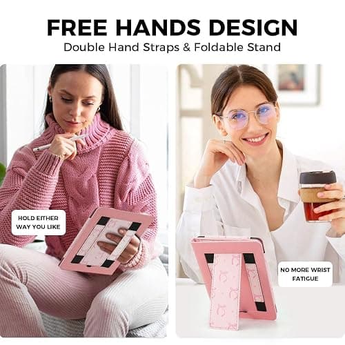 Pink Bow Case for 7"/ 6.8“ Kindle Paperwhite 12th/11th Generation,Hand Strap Stand Book Cover Sleeve for Kindle Colorsoft Signature Edtion,2025 Cute Coquette Ereader Ebook Gifts thumbnail 4