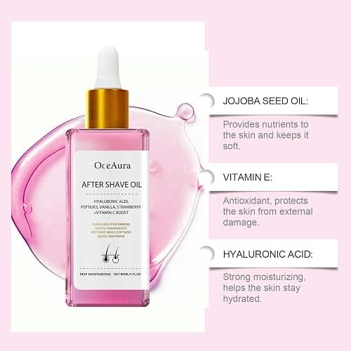 ONMYLOVIN Strawberry Vanilla After Shave Oil, Soft Serve After Shave Oil to Smooth Skin with Hyaluronic Acid & Peptides to Soothe Razor Burn, Prevent Ingrown Hairs & Dryness thumbnail 4