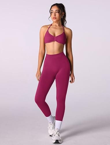 ABOCIW Workout Sets for Women 2 Piece Seamless Halter Sports Bra Scrunch Butt High Waist Leggings Gym Yoga Outfits thumbnail 3