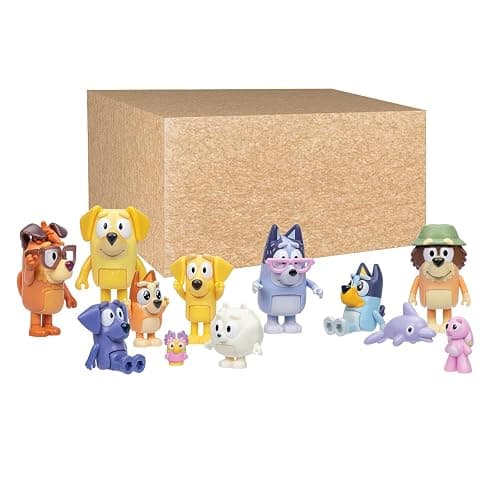 Bluey Figures Super Fan Collector Set – 12-Pack, Includes Chattermax, Grey Dancer, Lucky, Nana, Jean-Luc, Pom Pom, Grandad & More – Gift for Kids Ages 3+, Amazon Exclusive - 1 - Bluey Super Set thumbnail 3