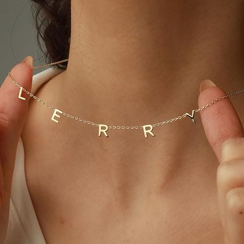 Custom Name Necklace Personalized, 18K Gold Plated Initial Choker Name Necklace Dainty Customize Letter Necklace for Women Girl thumbnail 7