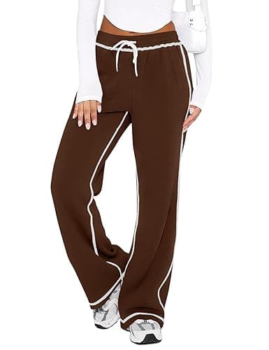 LUYAA Women Wide Leg Sweatpants Low Rise Baggy Fleece Sweatpants for Womens with Pockets 2025 Trendy thumbnail 4