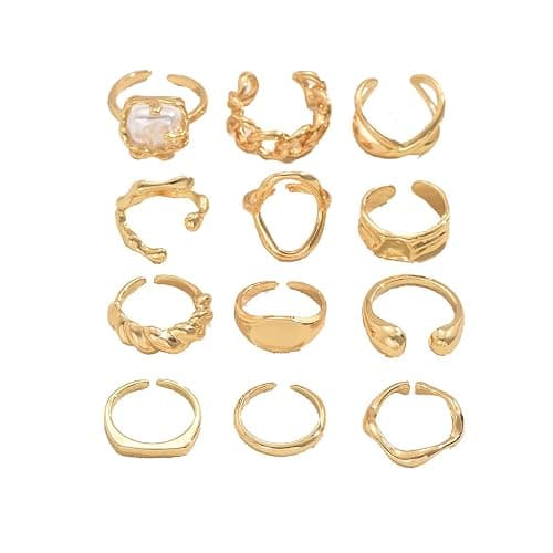 ONBRIG Chunky Rings for Women Thick Rings Set Trendy Statement Ring for Women Vintage Stackable Ring Chunky Jewelry thumbnail 6