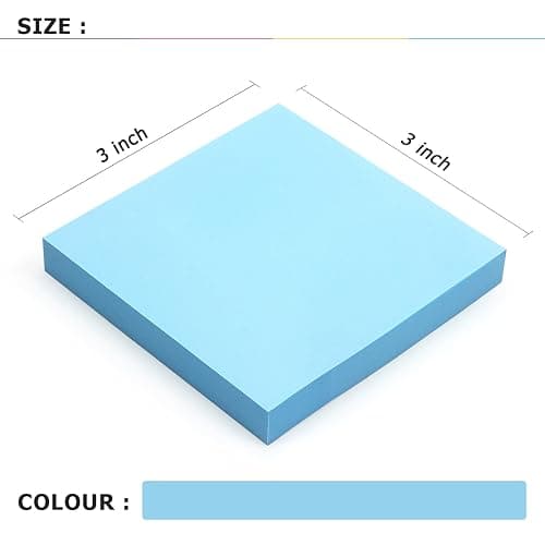 Sticky Notes 3x3 in, Self-Adhesive Note, 4 Pads, 100 Sheets/Pad, Light Blue | Perfect for Home, Classroom, and Workplace Organization thumbnail 3