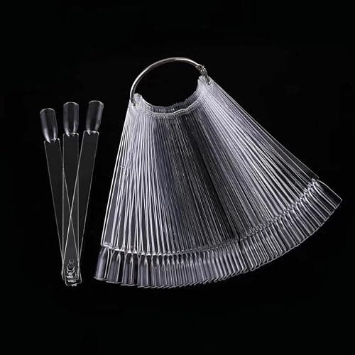 100 Pcs Clear Fake Nail Swatches Fan-shaped Nails Display Sticks, Nails Art Tips Nail Swatch Sticks Nails Display Ring for Nail Gel Polish Practice thumbnail 7