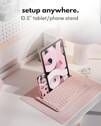 Macally Bluetooth Keyboard for iPad | Wireless Keyboard for Tablet, iPhone (Multi-Device, Built-in Stand, Rechargeable) Easy to Use and Cute Portable thumbnail 4