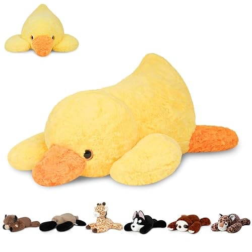 Niuniu Daddy 20" | 3.3 Pound Weighted Duck Stuffed Animals for Adults Kids, Giant Weighted Yellow Duck Plush Toy with Soft Fur, Big Fluffy Body Pillow for Large Cute Present Christmas Birthday - Image 1