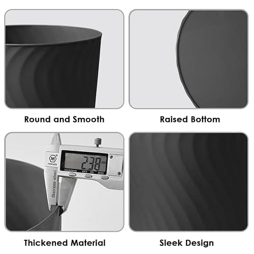 YGJT Small Trash Can, 3 Pack 1.8 Gallons Bathroom Trash Can, Slim Waste Basket, Round Garbage Can, Plastic Trash Bin for Kitchen, Dorm, Bedroom, Office, Living Room, Study, Compact Spaces(Black) thumbnail 5