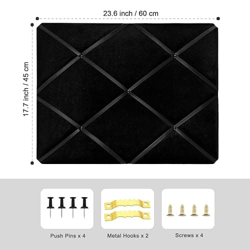 Aitakatta Black Fabric Memo Bulletin Board, 23.6x17.7 inches Velvet Pin Board for Wall, Vision Board Message Board Cork Board with Criss-Cross Ribbons for Home Office School Wall Decor(BK Velvet,4560) thumbnail 3