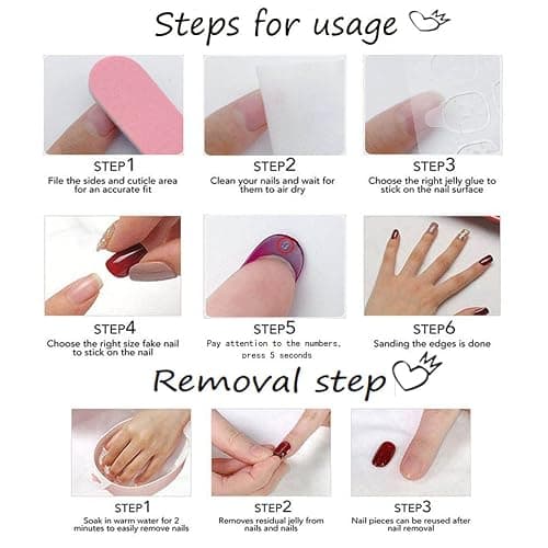 Foccna French Press on Nails Pink Medium, 3D Flower Fake Nails Almond Acrylic False Nails White,Artificial Nails for Women and Girls 24pcs thumbnail 5