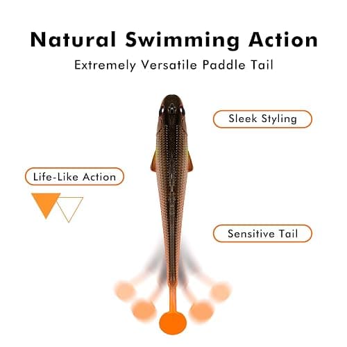 TRUSCEND Easy Catch Pre-Rigged Soft Lures, Unique Vibrating Swim Action and Trembly Sinking Move for More Bites, Amazing Soft Swimbait for Family Fishing, Fishing Lures for Bass Trout Crappie Walleye thumbnail 5