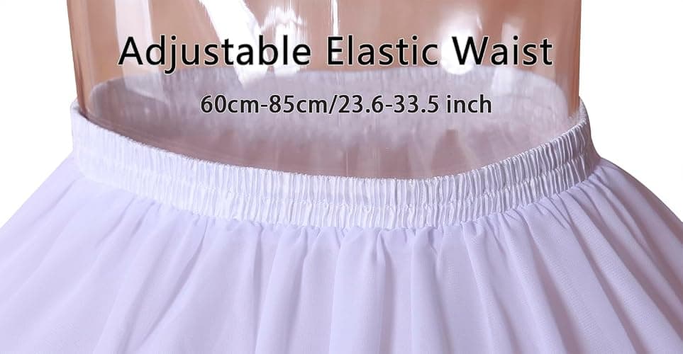 YULUOSHA Women Girls Crinoline Short Petticoat 2 Hoops Victorian Skirt Ball Gown Elastic Waist Underwear Half Slip Underskirt thumbnail 6