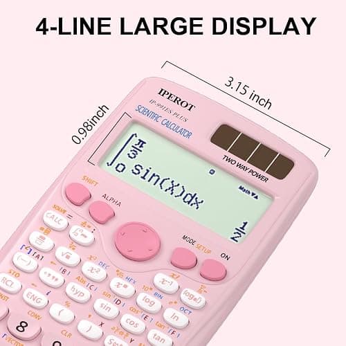 Scientific Calculators, IPEROT Pink Scientific Calculator 417 Function, Desktop Math Solar Calculators School Supplies Suitable for High School and College Students Algebra and Other Math Textbooks thumbnail 2
