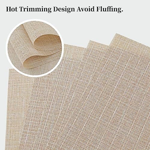 Leetaltree Beige Placemats Set of 4 - Heat-Resistant, Non-Slip Table Mats, Washable Woven Vinyl for Indoor & Outdoor Dining thumbnail 3