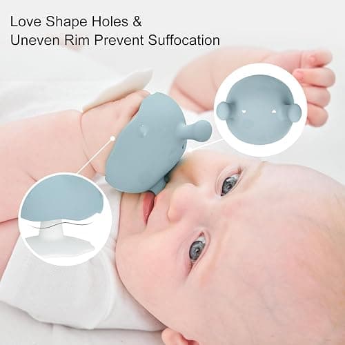 Baby Teething Toys for 3-12 Months+,Silicone Mombella Baby Teether with Suction Base,Soft & Easy to Grasp for Teething Relief,Safe & Comfortable Baby Teether Toys for Sucking Needs,BPA Free (Iron Green) - Iron Green thumbnail 4