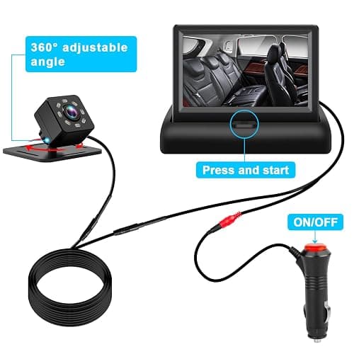 Baby Car Mirror with 4.3'' HD Night Vision Function Display, Safety Car Seat Camera with Wide Crystal Clear View, Easily Observe The Baby’s Move(Not USB) - Black thumbnail 4