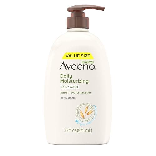 Aveeno Daily Moisturizing Body Wash for Women and Men for Dry & Sensitive Skin, Paraben, Soap & Dye-Free, Gentle Shower Cleanser, Dermatologist Recommended Brand, Lightly Scented, 33 Fl Oz - Image 1