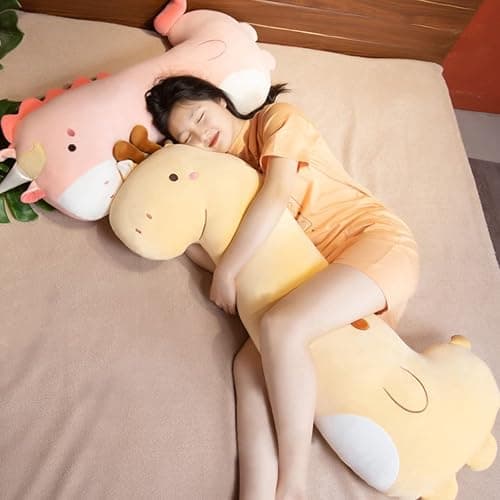 PEACH CAT Cute Long Giraffe Plush Pillow Kawaii Giraffe Stuffed Animal for Girls and Boys Yellow 35.4" thumbnail 3